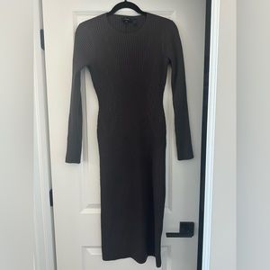 Theory Midi Wool Ribbed Sweater Dress